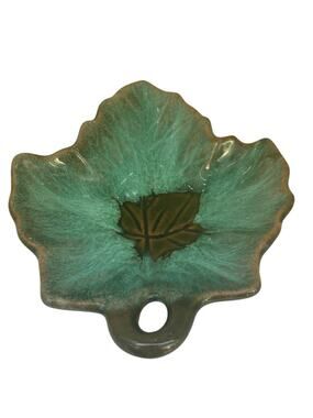 Studio Art Pottery Maple Leaf Trinket Dish Plate Signed McMaster 21 Canada